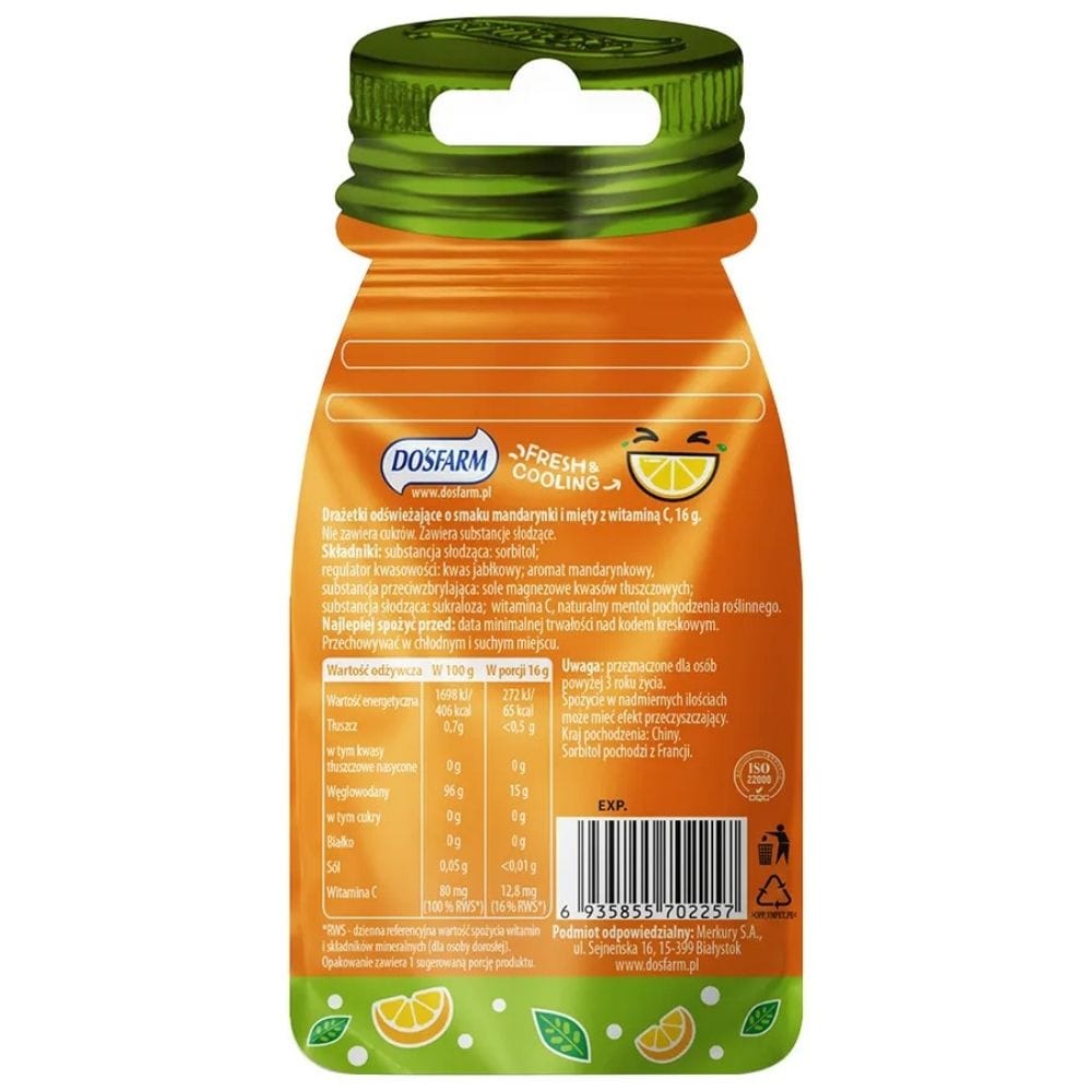Dosfarm Refreshing Dragees with Vitamin C, Mandarin and Mint - 16 g