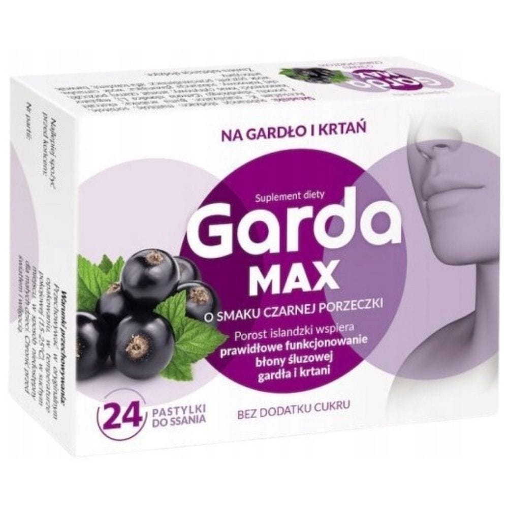 Garda MAX Lozenges with Iceland Moss, Blackcurrant - 24 Lozenges