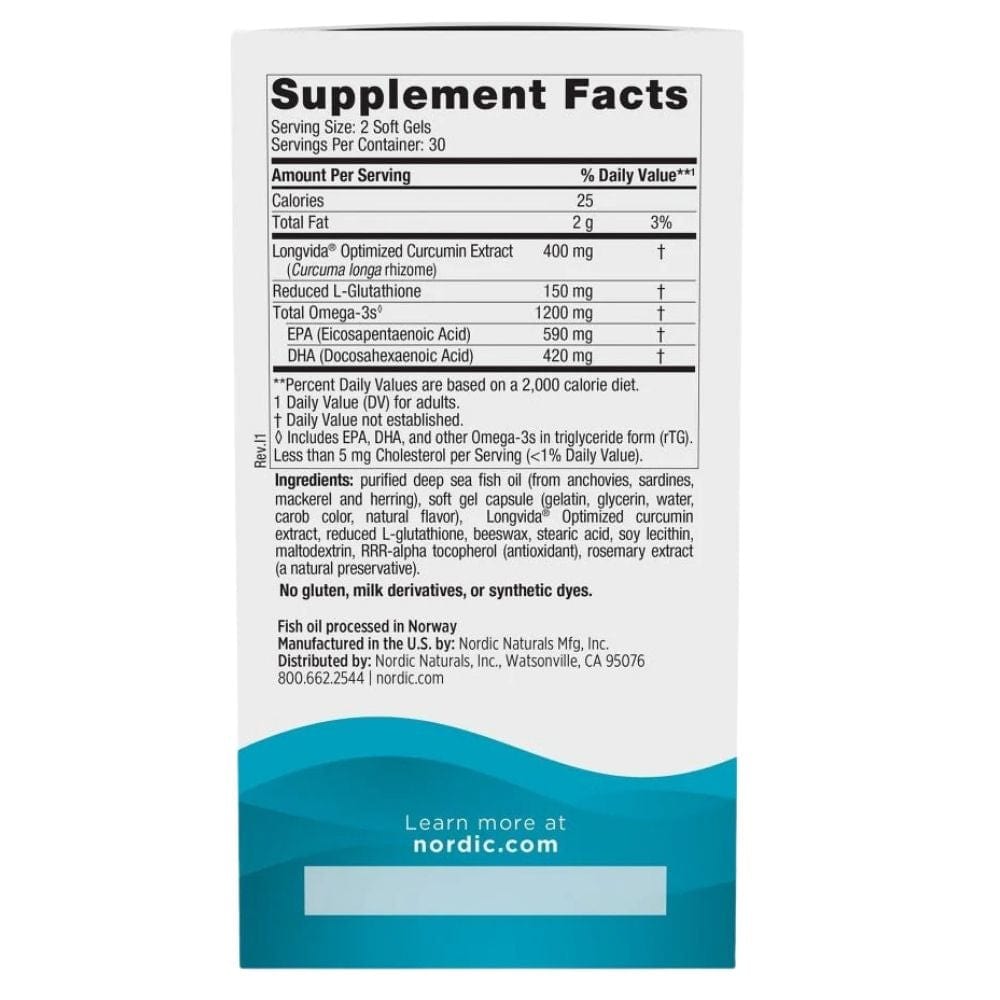 Nordic Naturals Ultimate Omega + Curcumin - 60 Capsules