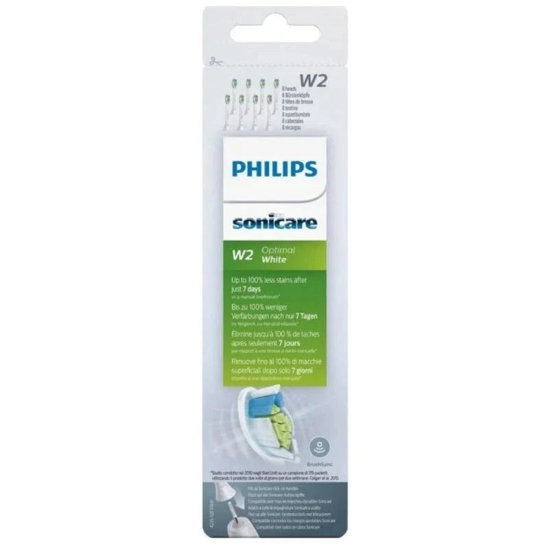 Philips Sonicare Optimal White, Whitening Sonic Toothbrush Heads, White - 8 Pieces