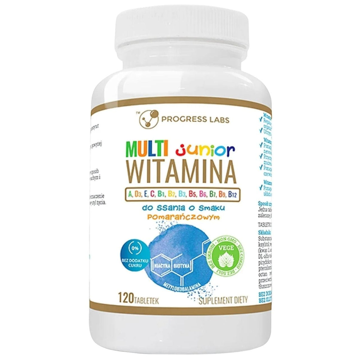 Progress Labs Junior Multivitamin, Apelsin - 120 tuggtabletter – Medpak
