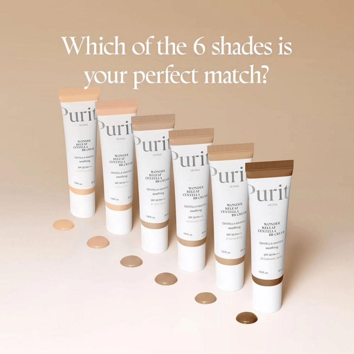 Purito Seoul Wonder Releaf Centella BB Cream, 21 Light Beige - 30 ml