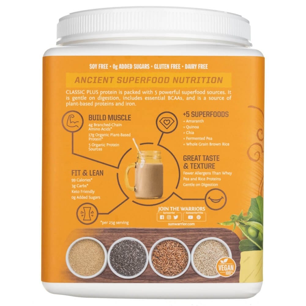Sunwarrior Classic Plus Protein, Plant Protein, Vanilla - 375 g