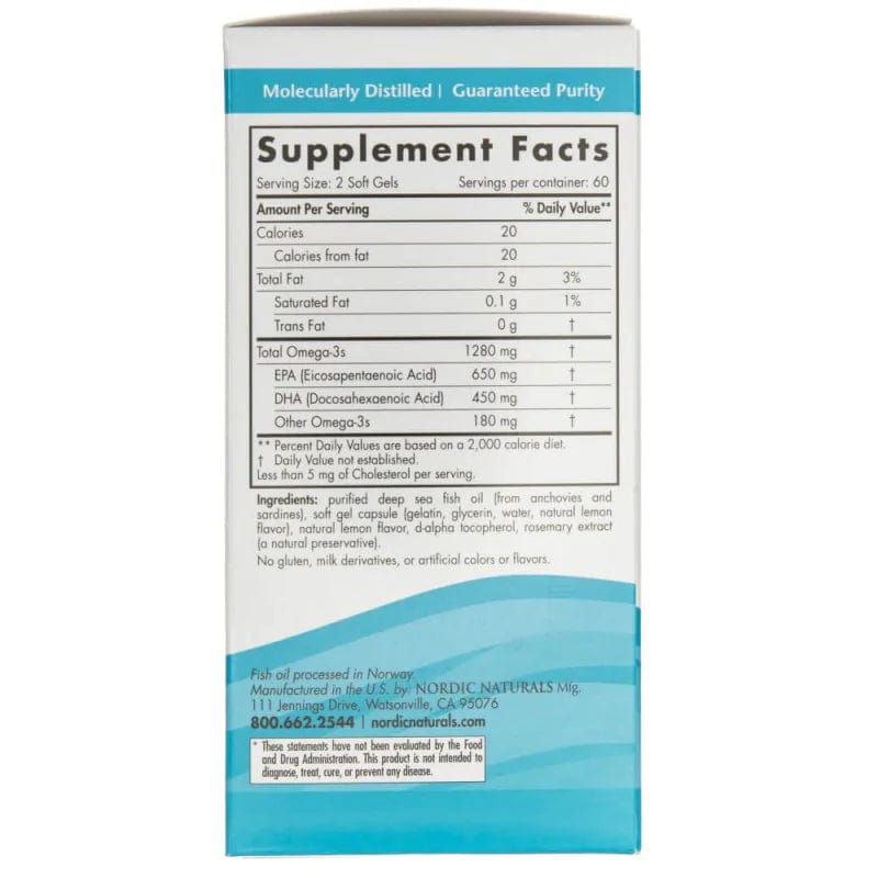 Nordic Naturals Ultimate Omega, Lemon Flavour - 120 Softgels