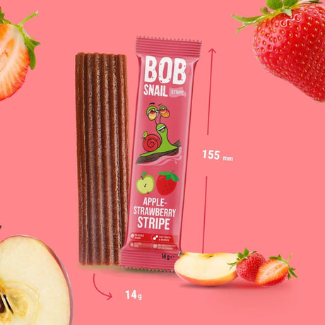 Bob Snail Apple & St RAW berry Stripe utan tillsatt socker - 14 g