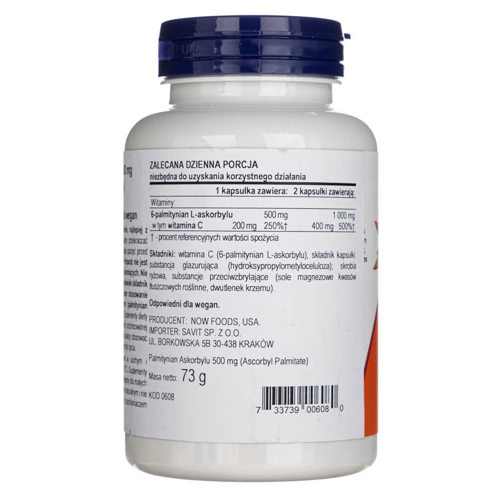 Now Foods Ascorbylpalmitat 500 mg - 100 vegokapslar