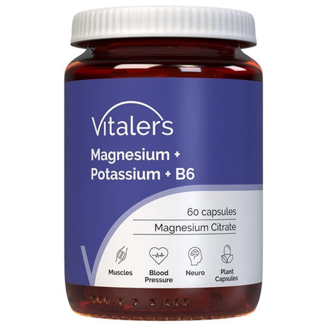 Vitaler's Magnesium 100 mg + Kalium 150 mg + Vitamin B6 6 mg - 60 kapslar
