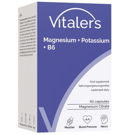 Vitaler's Magnesium 100 mg + Kalium 150 mg + Vitamin B6 6 mg - 60 kapslar