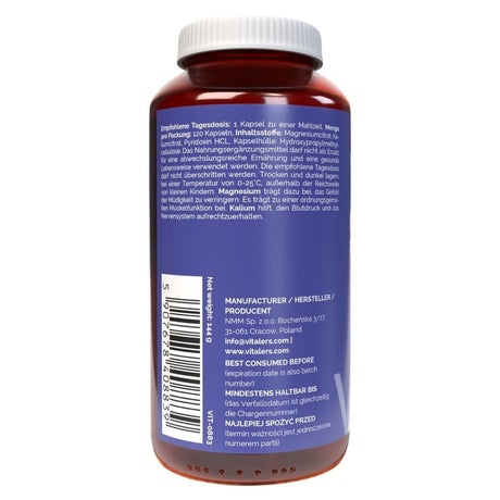 Vitaler's Magnesium 100 mg + Kalium 150 mg + B6 6 mg - 120 kapslar