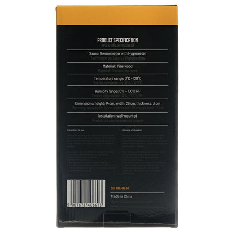 Bilovit Pine Sauna Thermometer with Hygrometer