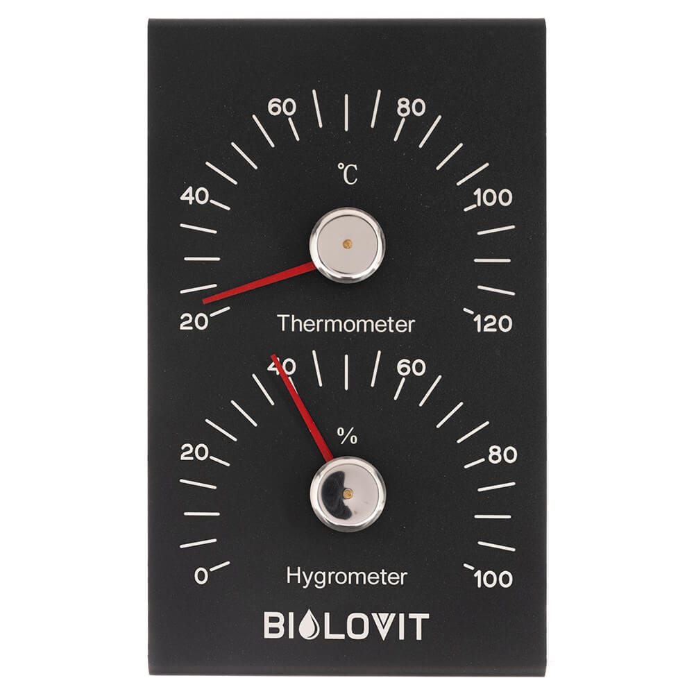 Bilovit Sauna Thermometer with Hygrometer - Black