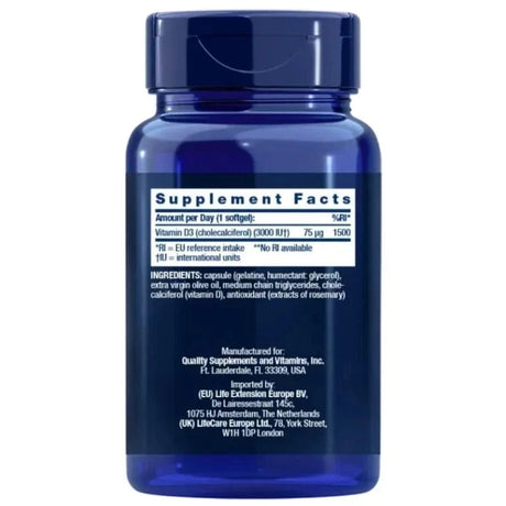 Life Extension Vitamin D3 75 mcg (3000 IU) EU - 120 Softgels