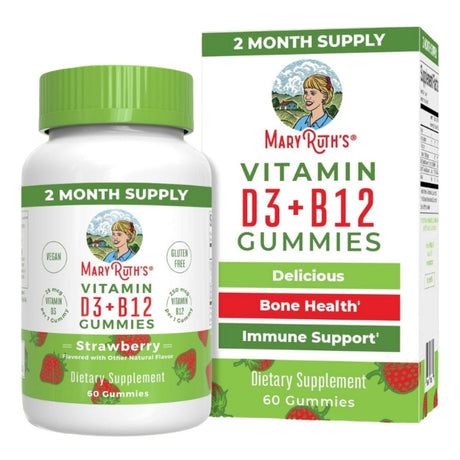 MaryRuth's Organic D3+B12, Strawberry - 60 Gummies