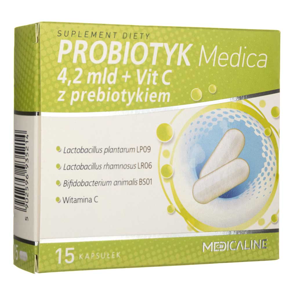 Medica Probiotic 4.2 billion + Vitamin C with prebiotic - 15 Capsules