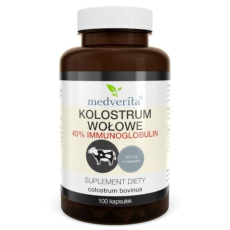 Medverita Beef Colostrum 400 mg, 40% Immunoglobulin - 100 Capsules