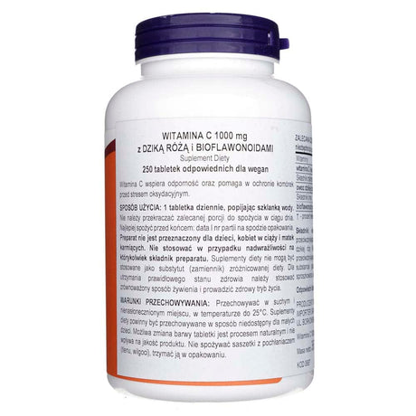 Now Foods Vitamin C-1000 with Rose Hips & Bioflavonoids - 250 Tablets