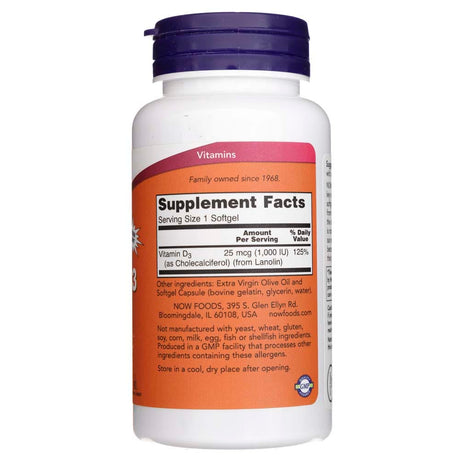 Now Foods Vitamin D3 1000 IU - 360 Softgels