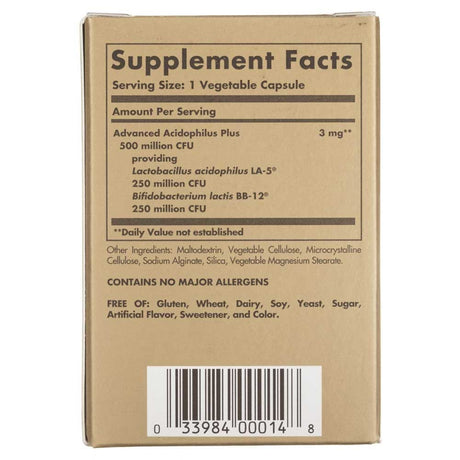 Solgar Advanced Acidophilus Plus - 60 Veg Capsules