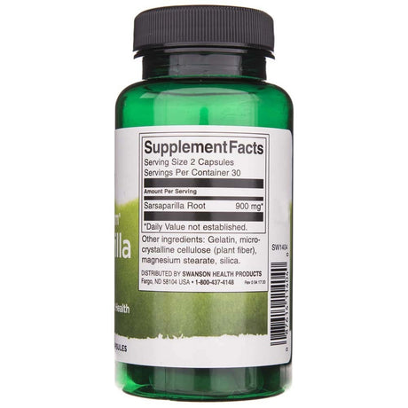 Swanson Sarsaparilla Root 450 mg - 60 Capsules