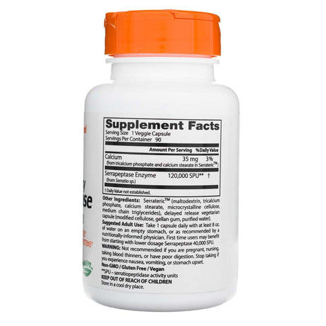 Doctor's Best Serrapeptase 120,000 SPU - 90 Veg Capsules